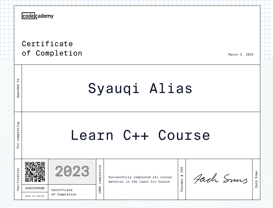 C++ certificate