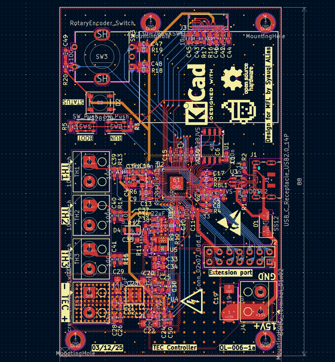 Top view of the board