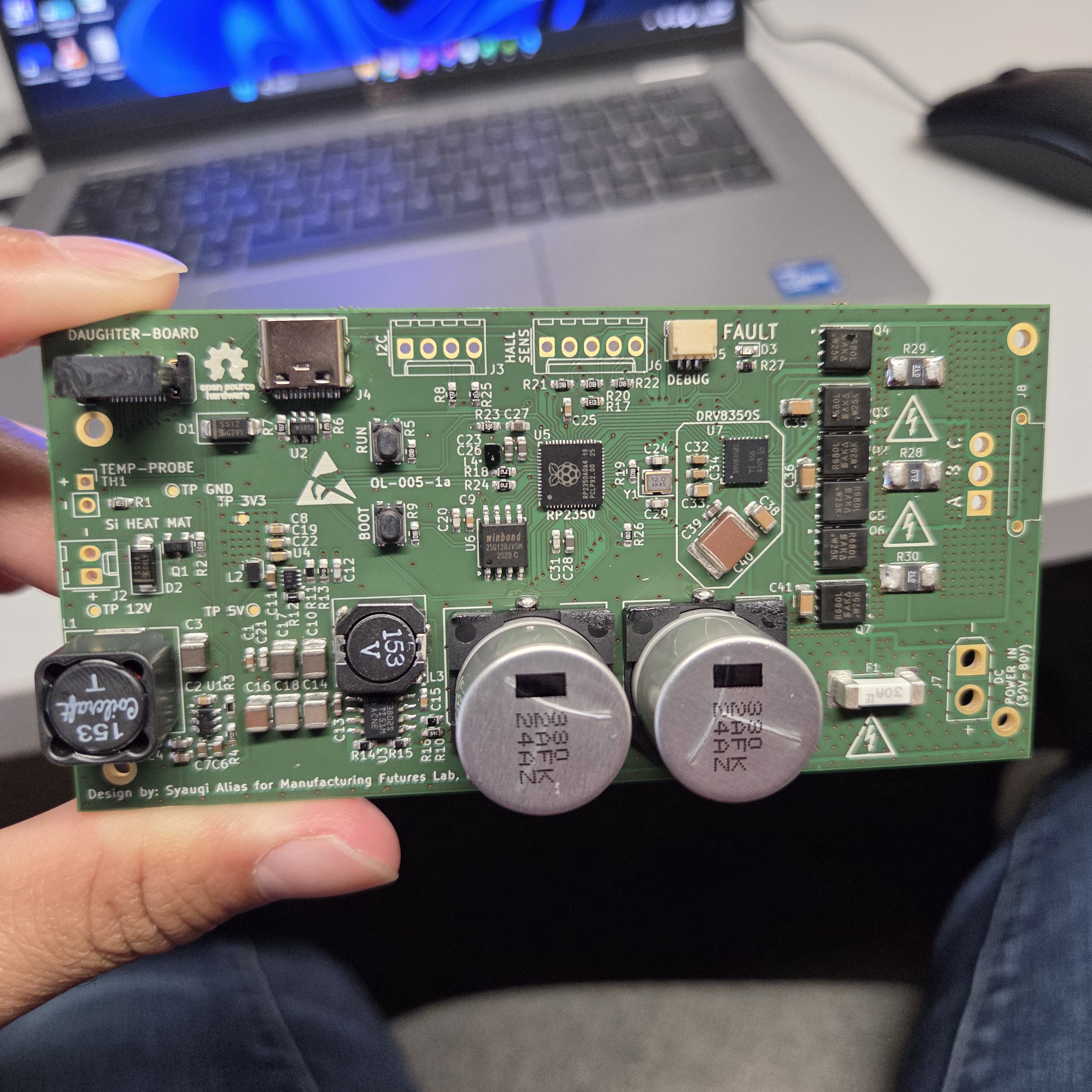 Bottom view of the Pico BLDC Controller PCB
